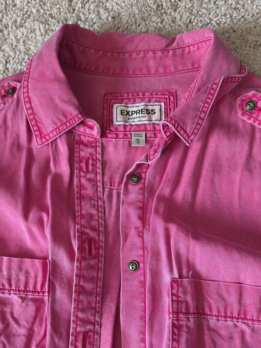 Washed Red Button Down Shirt - Picture 4 of 5